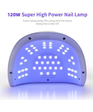 120W UV LED Nail Lamp for Gel Polish - Professional Faster Nail Dryer with 4 Timer Settings and Auto Sensor - Two Hand Curing Lamp with 54 Pcs Light Bead - Buy Online on GoSupps.com