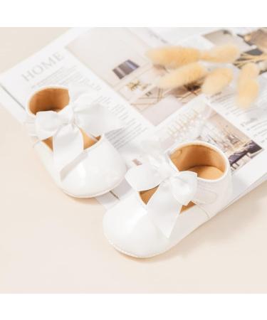 CENCIRILY Baby Girl Mary Jane Shoes | Anti-Slip Soft Sole Flats for 6-12 Month Olds | Princess Wedding Dress Bowknot Design | White - Buy Online on GoSupps.com
