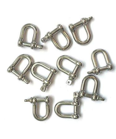 JingYi Stainless Steel Mini D Shaped Bow Shackle, 3mm, Silver Color,for Paracord Jewelry, Marine Tackle-10 Pcs