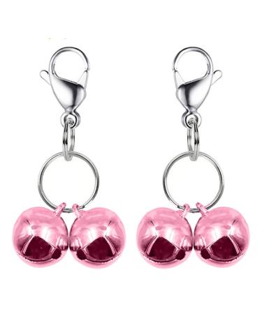 Ivia Pet 4 sets cat bell for dog collar charm training pet supporting accessories with 2 pieces of stainless steel and detection brand clips M rose