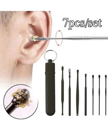 7Pcs/Set Stainless Steel Ear Wax Removal Tool - Yellow Ear Wax Remover Spoon Curette Kit - Buy Online on GoSupps.com