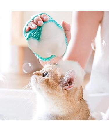 Soft Silicone Dog Bath Brush Scrubber Set for Short & Long Haired Pets - Blue+Pink - Buy Online on GoSupps.com