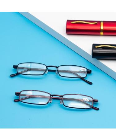 Buy Zjiex Mini Reading Glasses for Men & Women - Super Light Metal Frame Blue Light Blocking | Portable 2.5 & 3.0 Strength Options in Black - Buy Online on GoSupps.com