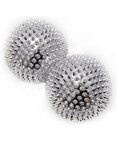 Chi Enterprise Magnetic Massage Balls - Medium | 2 Silver Hedgehog Balls for Acupressure & Self-Therapy - 47mm Diameter with 228 Needles - Buy Online on GoSupps.com