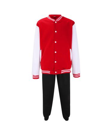 Hanxiulin training suit men jogging suit sports suit men casual long sleeves sports jacket jogging pants with hood jogger sportswear fitness sport jogging red xl