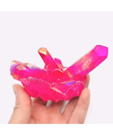 1pc 100g-180g Rough Pink and red Aura Titanium Quartz Stone Crystal with Cluster geode Specimen Natural Stones and Minerals - Buy Online on GoSupps.com