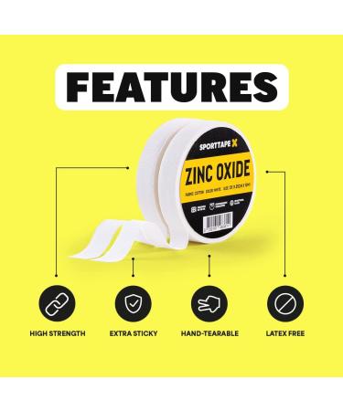 2 Rolls - SPORTTAPE Finger Tape Zinc Oxide Tape - White - 1.25cm x 10m | for Jiu Jitsu Bouldering Rock Climbing BJJ Crossfit Rowing Climbing & Golf | (1 Pack of 2 Rolls) White 1.25cm x 10m - 2 Rolls - Buy Online on GoSupps.com