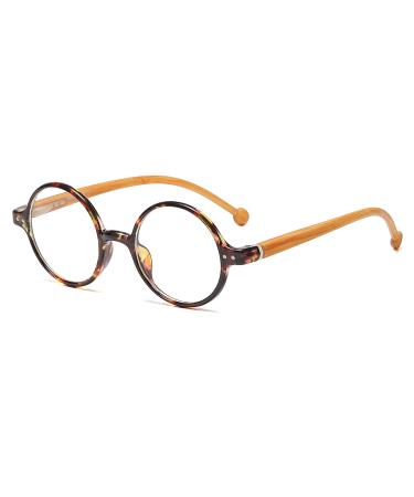 JOVAKIT Retro Round Blue Light Blocking Glasses for Women Men Literary Vintage Style Non-prescription Computer Eyeglasses A1 Brown Tortoise 43 Millimeters