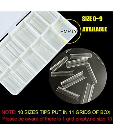 gootrades 500Pcs Flattened XXL Square Nail Tips - Clear Half Cover Tapered Straight Tips for Acrylic Nails - 10 Sizes in Storage Box - Buy Online on GoSupps.com