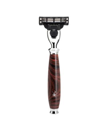 M HLE 3-blade razor compatible with Gillette blades ebonite/metal handle chrome-plated