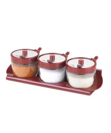 Seasoning Box - Seasoning Jar Seasoning Bottle Set Kitchen Glass Seasoning Set Of 3 (Color : A) (Silver)