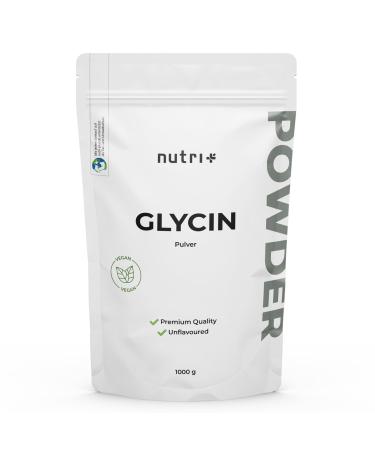 nutri+ L-Glycine Vegan Powder 1 kg High Dosed Glycine Powder – Amino Acid without Additives 1000 g – Also for Sweetening as a