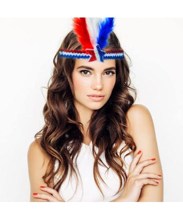 Hying 2 PCS 4th of July Patriotic Headbands for Women - American Stars Headwear Red Blue Feather Independence Day Accessories - Buy Online on GoSupps.com