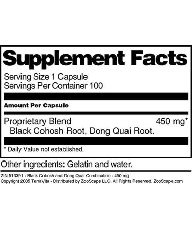 Black Cohosh and Dong Quai Combination - 450 mg (100 Capsules ZIN: 513391) - Buy Online on GoSupps.com