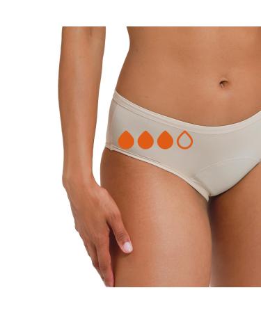 Snuggs Classic |Periods underwear strong bleeding |Thin and absorbent menstrual underwear |Made in EU |Recycled nylon |Sustainable alternative to tampons tie panty inserts |Beige beige - heavy bleeding XS