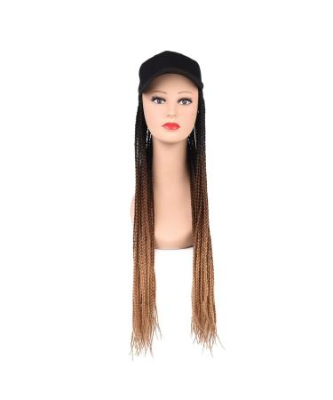 Yunkang Baseball Cap Wig Long Ombre Braids Hat with Synthetic Box Braiding Hair Extensions - Black/Brown/Light Brown (B-53) - Buy Online on GoSupps.com