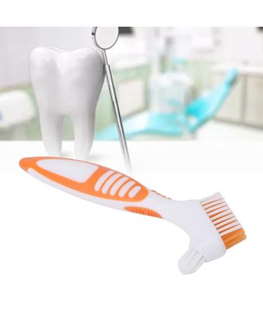 Dual Head Denture Toothbrush - Efficient Plaque Removal for Partial Half & Complete Dentures (Orange) - Buy Internationally - Buy Online on GoSupps.com