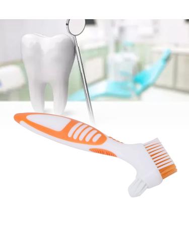 Denture cleaning brush safe plaque removal Denture toothbrush Orange Robust double head for partial dentures
