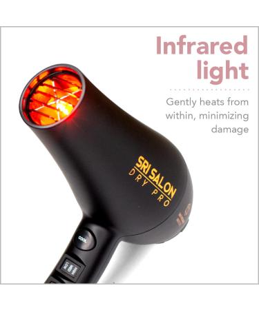 SRI Salon Dry Pro Infrared Light 1875W Blow Dryer with Negative Ions for Reduced Frizz & Max Shine - Fast-Drying, Free Attachments Included - Buy Online on GoSupps.com