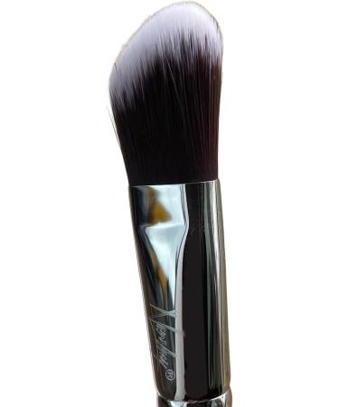 Nanshy Flat Foundation Brush - Precise Angled Make up Brush - Slanted Bronzer Blusher Liquid Foundation and Concealer Brush - (White/Chrome Full Size) - Buy Online on GoSupps.com
