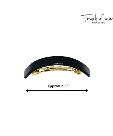 French Amie Curved Black Small 2.5 Celluloid Acetate Handmade Hair Clip with Golden Clasp - Buy Online on GoSupps.com