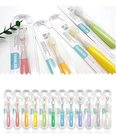 Twelve Toddler Toothbrush (1-3 Years) - Pastel Rainbow Colors - 12 Pack - Buy Online on GoSupps.com