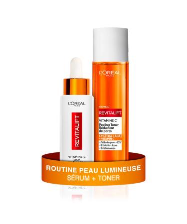 L'Or al Paris Routine Eclat Vitamin C Serum Luminous Complexion 30Ml + Vitamin C Pore-Reducing Toner Peeling - 180Ml