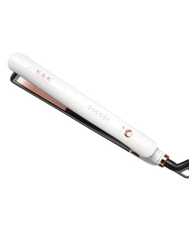 K&K PRO Flat Iron Hair Straightener Ceramic Tourmaline Coating 1 Inch Irons with Swift Heat-up for Effortless Achieve Curls & Straighten Look Dual Voltage Hair Styling Tools
