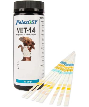 FelexOSY 14 Parameter Pet iUrine-Test Strips for Dogs & Cats- 50 Count