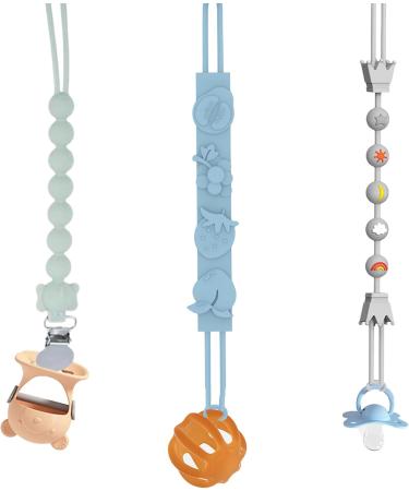 Divono 3-Piece Silicone Baby Pacifier Chain | Soft Stylish & Eco-Friendly | Perfect for Boys & Girls - Buy Online on GoSupps.com