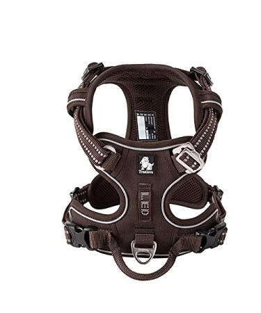 Truelove no pull dog harness reflective dog harness for dogs adjustable soft padded pet vest with simple operating handle TLH56512 L Brown