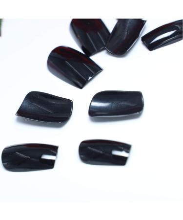 Shop Tseenyi Pure Black Long Square Head Artificial Nails - 24 Shiny Coffin Full Cover False Nails for Women & Girls - International Shipping Available - Buy Online on GoSupps.com