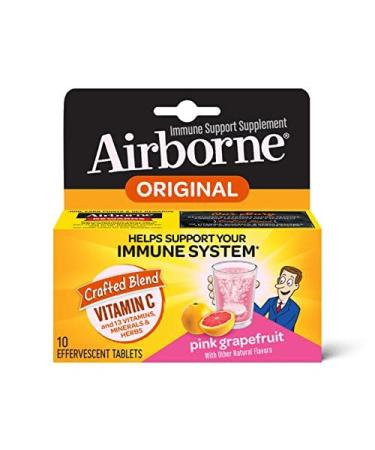 Airborne Effervescent Tablets Immune Support Supplement Pink Grapefruit 10 Count 10.0 Servings (Pack of 1)
