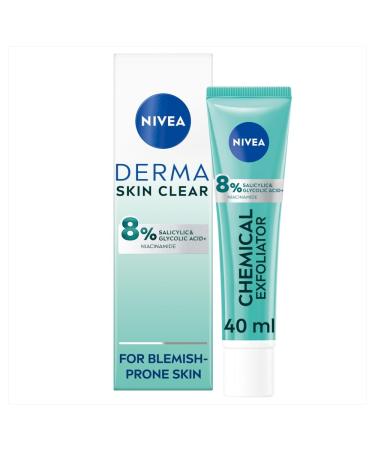 NIVEA Derma Skin Clear Chemical Exfoliator (40ml) Liquid Exfoliator Made with Salicylic Acid Glycolic Acid and Niacinamide to Visibly Reduce and Prevent Blemishes For Blemish-Prone Skin - Buy Online on GoSupps.com