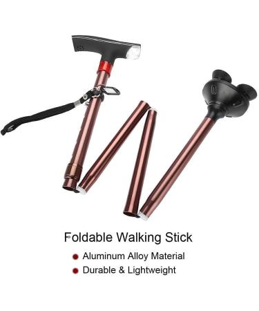 Elderly Crutches Five-Section Foldable Aluminum T-Shaped Non-Slip Cane Lighting Light with Alarm Crutch Cane Outdoor Old Disabled Person Bathing in Sunlight - Buy Online on GoSupps.com