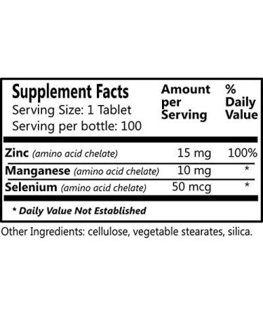 Daily's Tri-Min (Manganese Selenium & Zinc Amino Acid Chelates 100 Tablets) - Buy Online on GoSupps.com