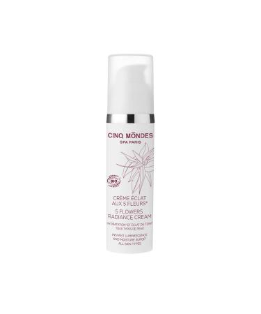 CINQ MONDES Five Flowers Radiance Facial Cream 1.7 Fl.Oz.- Light Weight Day Cream To Enhance Glow And Luminosity With Kombucha And Tropical Flower Extracts