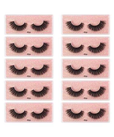 10 Pairs 13mm Makeup Natural Daily Wear Eyelashes 3D Mink Lashes Fluffy Soft Wispy Volume Natural long Cross False Eyelashes Eye Lashes Reusable Eyelash (#309)