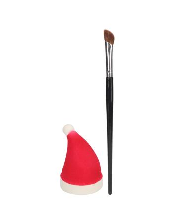 Brush Sponge Kit Red Christmas Hat Shape Makeup Sponge Soft Dry and Wet Use Makeup Sponge Brush Premium Nose Shadow Brush Set for Highlighting Shading Eyebrows