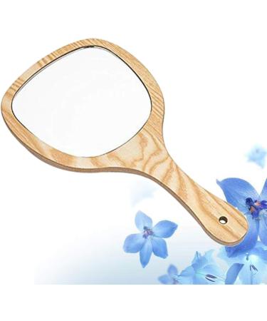 FRCOLOR Handmade Wooden Handle Mirror Round Cosmetic Hand Mirror Wood Frame Handheld Mirror with Handle for Women Makeup Travel Use - Buy Online on GoSupps.com