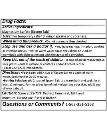 Greenway Biotech Epsom Salt - 5 lbs Magnesium Sulfate for Body Bath & Foot Soak - Buy Online on GoSupps.com