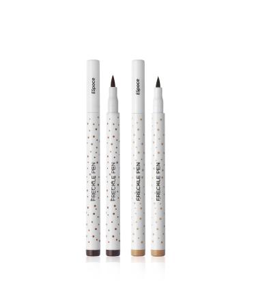 Freckle Pen 2 Colors Waterproof Long Lasting Quick Dry Small Spot Natural Like Face Freckle Makeup Pen  Dark Brown and Light Brown  Upgrade Design 2 Color Set