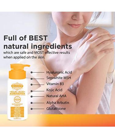 Queen Natural New York Kojic Acid Triple Booster Skin Brightening Body Lotion 300ml - Alpha Arbutin, Ginseng Extract, Niacinamide - 10.14 Fl Oz - Buy Online on GoSupps.com