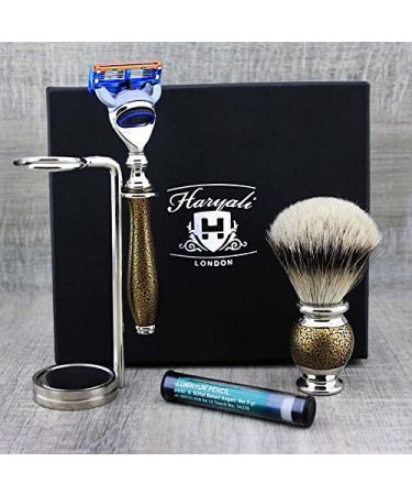 Haryali London 5-Edge Straight Razor Set | Badger Brush Stand & Alum | Premium Shaving Products for Men - Buy Online on GoSupps.com