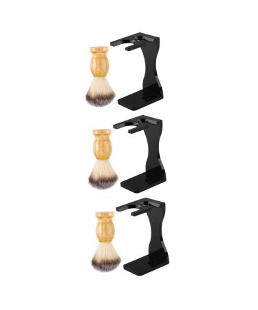 Beavorty 3 sets Raziet Salon Salon Razor Razor Foam brush Razor brush and stand men's care set men's care set Razor ranges Razor bracket holder Razor brackets Accessories