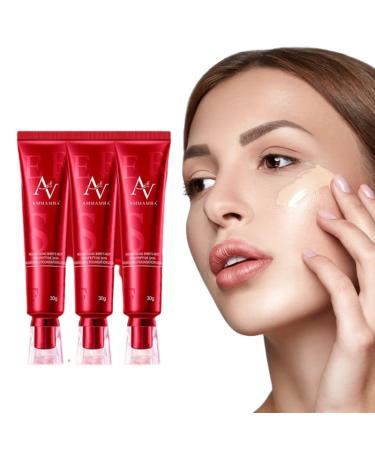 3Pcs Red Ginseng Liquid Foundation - Red Ginseng Bird's Nest Concealer Liquid Foundation Red Ginseng Bird's Nest Blemish Liquid Foundation Long-lasting Moisturizing Natural Concealer (2 Beige) 2 Beige