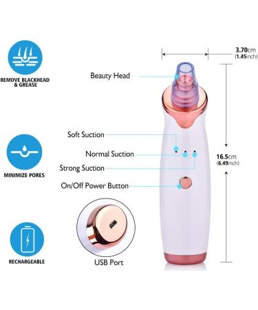 KARESII Blackhead Remover Pore Vacuum Extractor Set - 3 Suction Levels, 5 Sucker Heads, USB Rechargeable - Buy Online on GoSupps.com