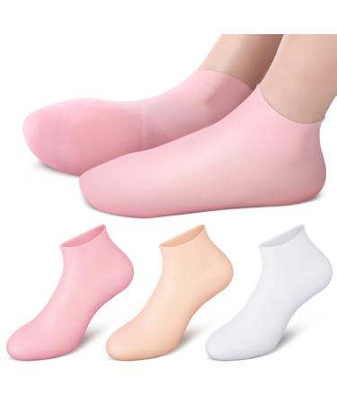 3 Pair Silicone Socks Silicone Gel Sock Silicone Moisturizing Sock Silicone Heel Sock Moisturising Soc Toe Sock for Repairing Dry Feet Cracked Heel and Softening Rough Skin (L)