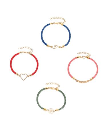 VALICLUD 4pcs Couple Bracelet Party Gifts Birthday Present Handmade Weaving Bracelet Solid Color Bracelet Bracelets Lucky Rope Bracelet Woven Bracelet Friendship Bracelet Hand Jewelry Charm