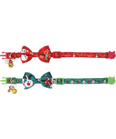 Lamphyface Christmas Cat Collar Breakaway with Bow Tie and Bell - Adjustable Safety Red+Green - Buy Online on GoSupps.com